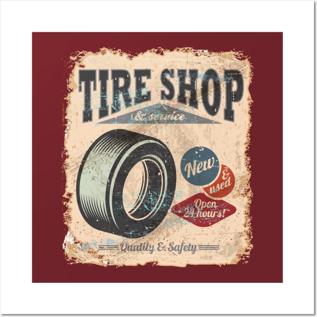 Tire Shop & Service Wall Art by funkymonkeytees